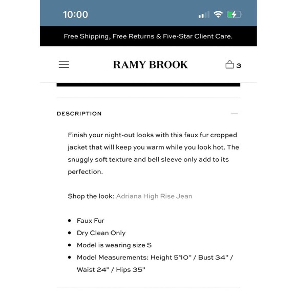 NWT Ramy Brook Paola Black Faux Fur L Retails $465 - Picture 5 of 5